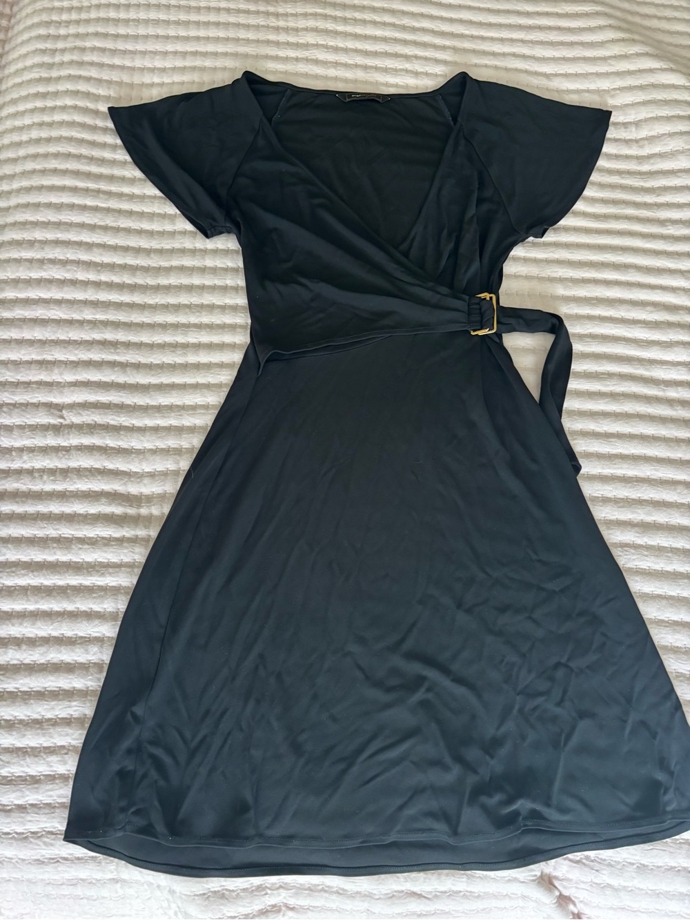 Black Wrap Dress with Buckle Tie
